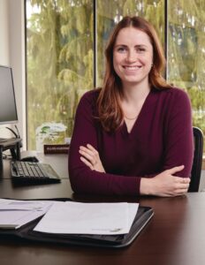 Business professional accessing banking services